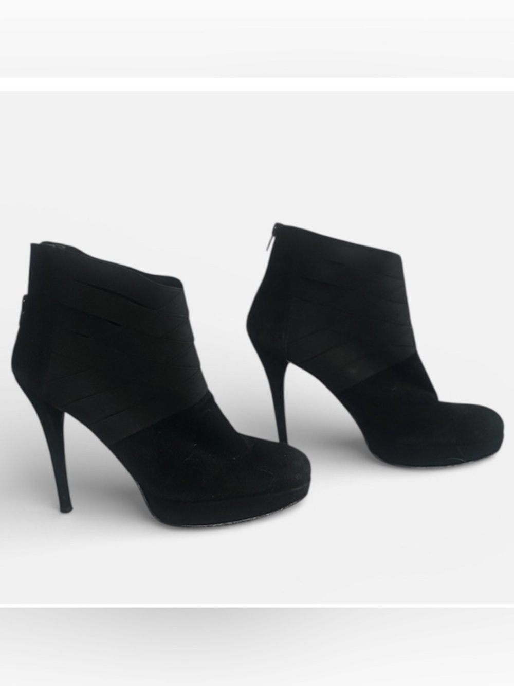 Stuart Weitzman Women’s Black Suede and Spandex Heeled Boots Size 9.5